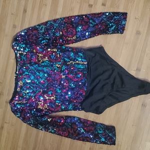 Vintage Black tie Oleg Cassini sequin bodysuit